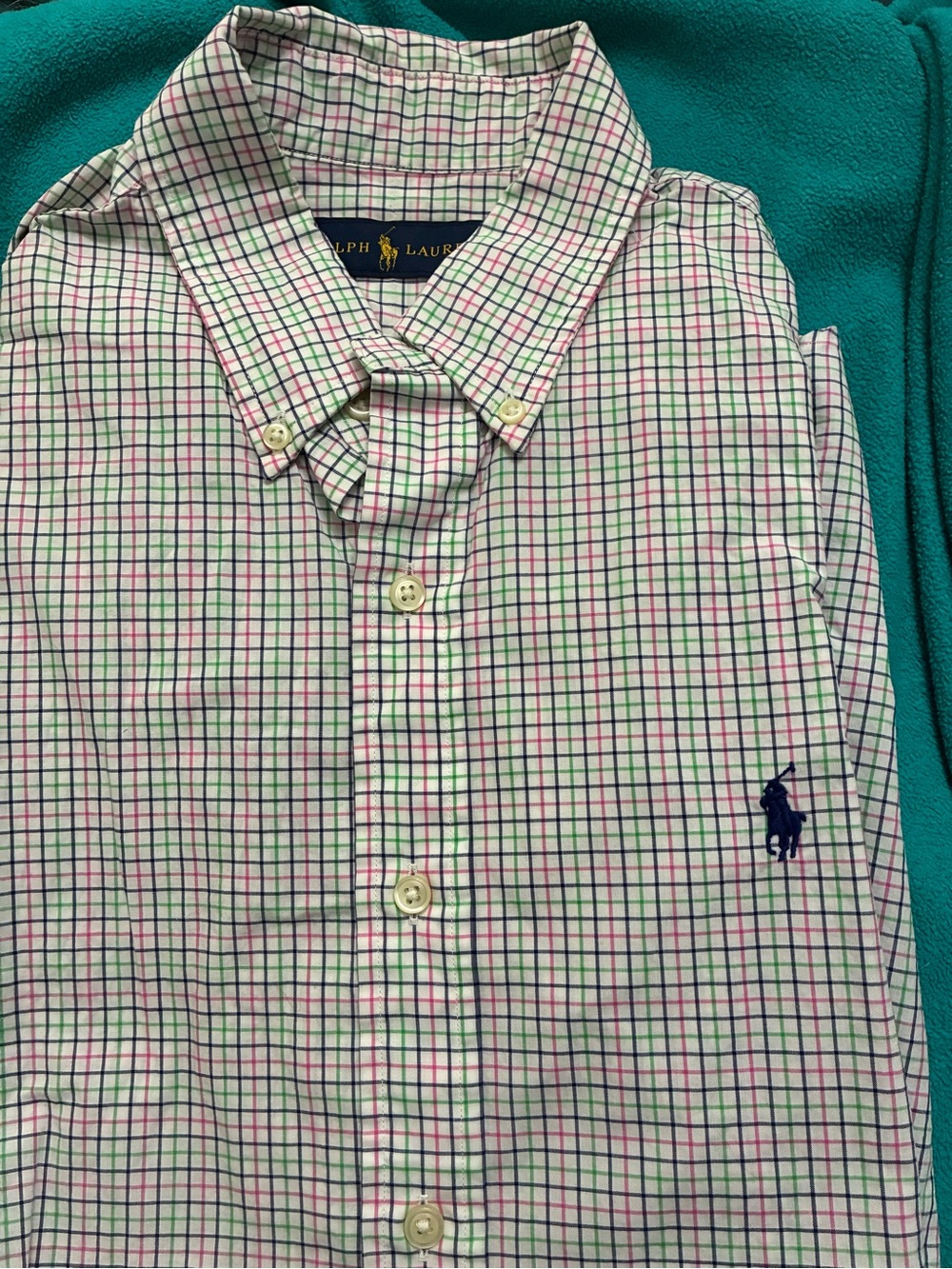 Ralph Lauren Pink & Green Plaid Button-Down Shirt